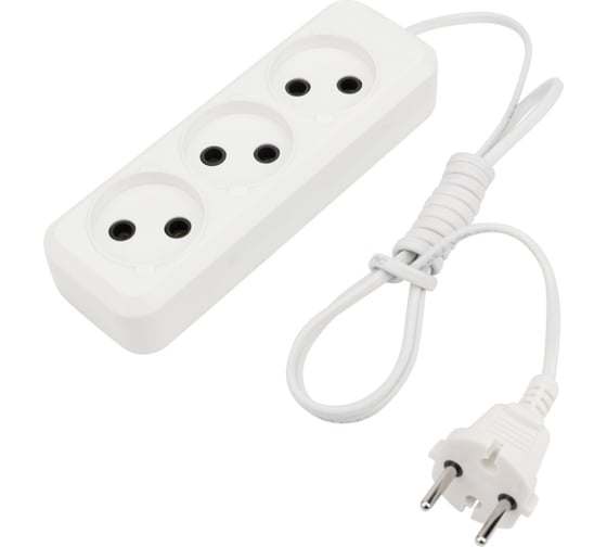 Изображение товара Удлинитель REXANT 3 гнезда, 1.5 м, 2х0.75 мм2 белый Россия 11-8731