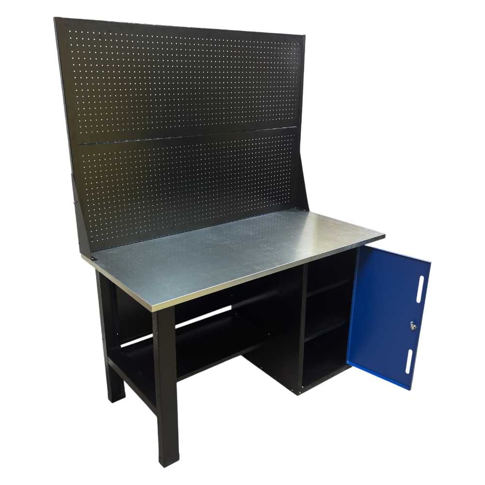 Изображение товара Верстак однотумбовый Great Wolf с дверью и двумя экранами синий 1400x700 GWT-V1400T2