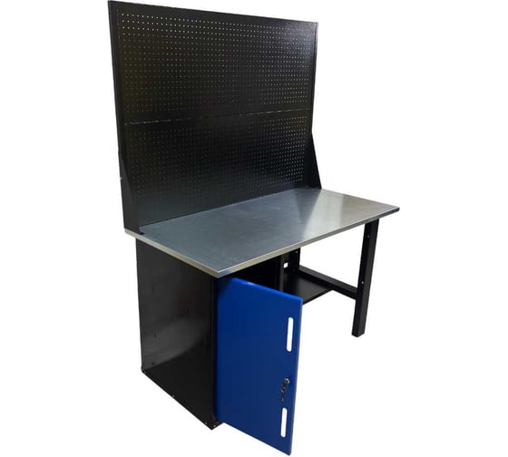 Изображение товара Верстак однотумбовый Great Wolf тумба с дверью, 2 экрана, синий 1400x700 GWT-V1400TL2