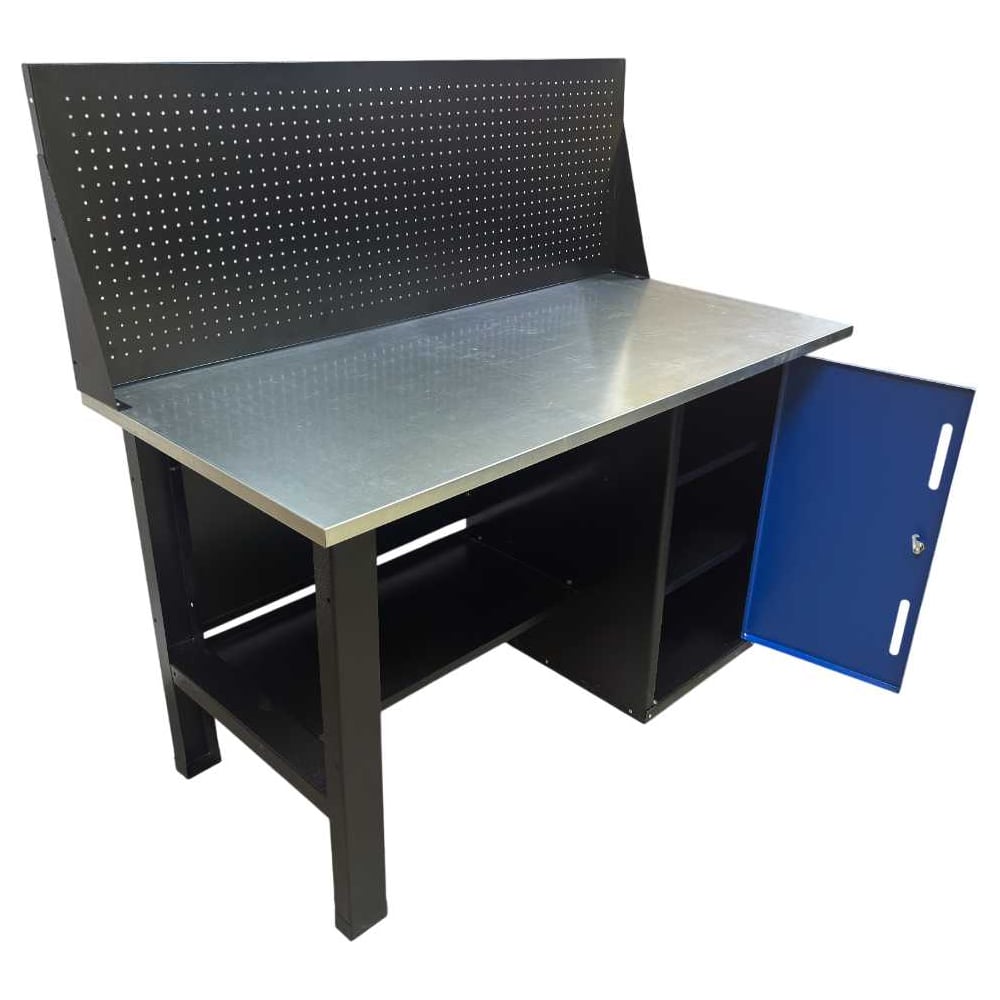 Изображение товара Верстак однотумбовий Great Wolf з дверцятами і екраном 1400x700 синій