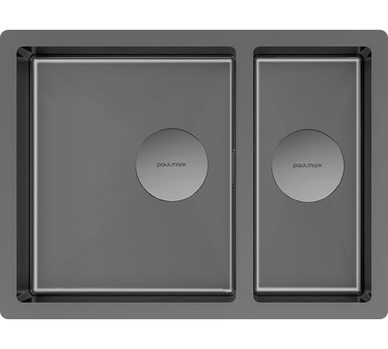 Изображение товара Мойка Paulmark нерж. сталь NEXT 58/2S UNI, вороненая сталь, PVD, 580x440мм, PM225844-GM