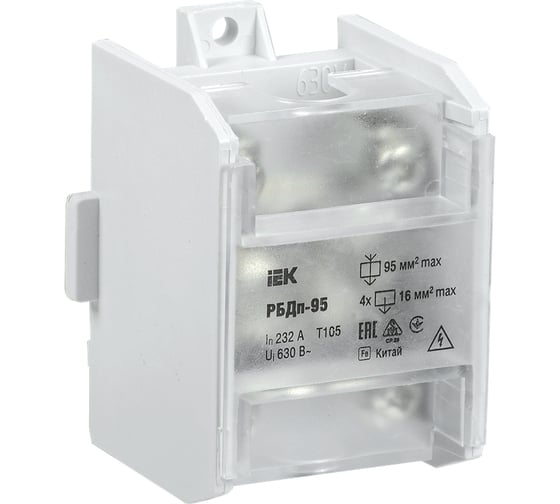 Изображение товара Блок распределительный проходной IEK РБДп-95 232/100А DIN 1x95-4x16мм2 YRB30-1-232