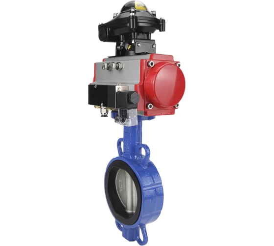 Изображение товара Затвор DN.ru WCB-316L-NBR Ду50 Ру16 с пневмоприводом, пневмораспределителем, БКВ D050-00318