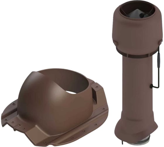 Изображение товара Вентиляционный комплект Татполимер TP-85.E.125/160/700 с вентилятором, для профнастила НС-35, TP-87/N коричневый 57825