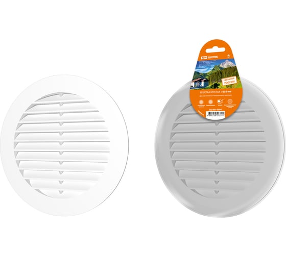 Изображение товара Решетка круглая с москитной сеткой и фланцем (200 мм, диаметр дымохода 150 мм, белая) TDM ELECTRIC SQ1807-0094
