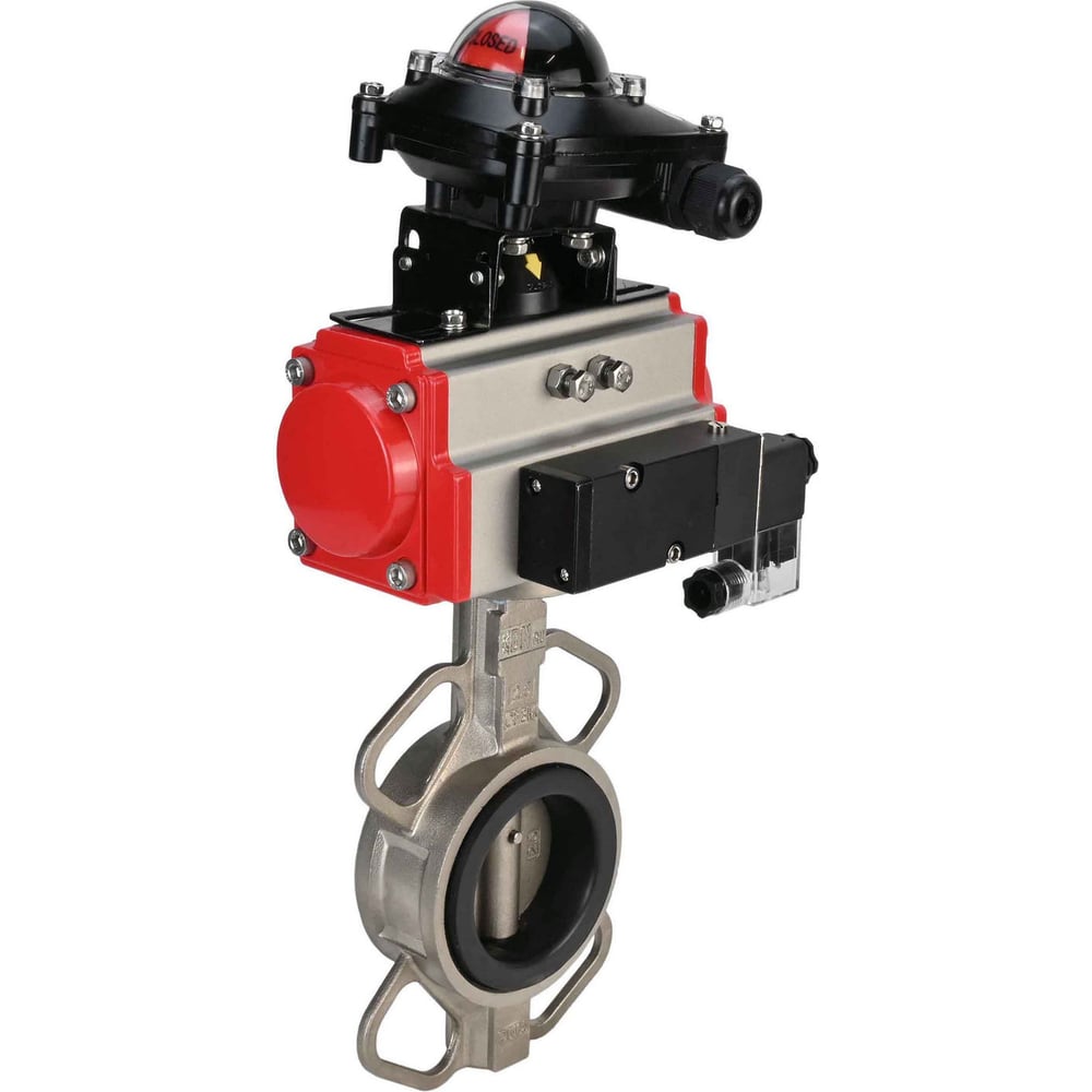 Изображение товара Затвор DN.ru 316L-316L-EPDM Ду50 Ру16 с пневмоприводом, пневмораспределителем, БКВ D050-00118