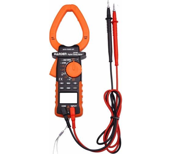 Изображение товара Цифровой мультиметр с токовыми клещами Harden охват губок 65 мм 661003