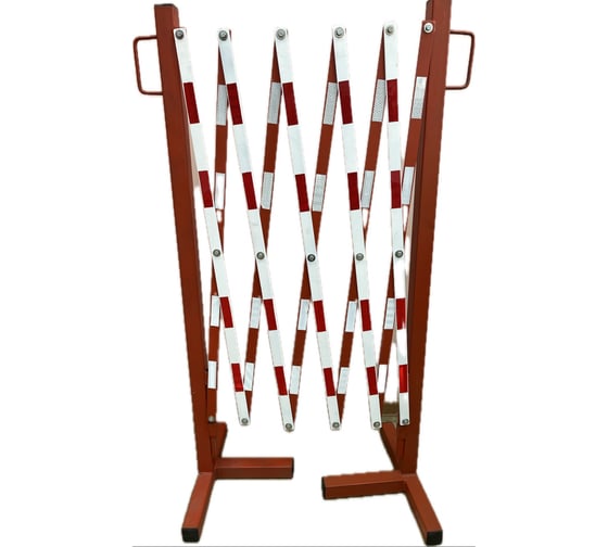 Изображение товара Ограждение раздвижное ООО ПК МАГИСТРАЛЬ тип Баян Размер в разложенном виде 1200x2400 мм красно-белый цвет световозвращающие элементы 4687206375710