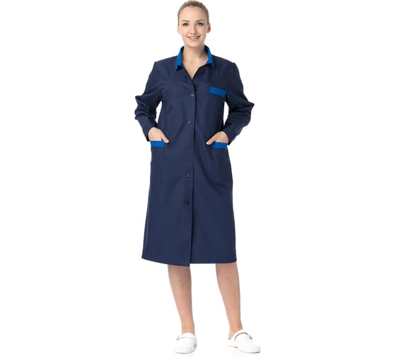 Изображение товара Халат рабочий женский ИВАРУС "ИТР" (синий), размер 60-62, рост 158-164 262 (60/158)