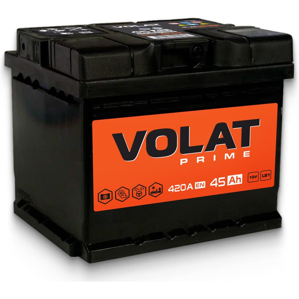 Изображение товара Аккумуляторная батарея VOLAT Prime 45Ah R+ низкий VS450 для легковых автомобилей