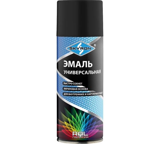 Изображение товара Универсальная акриловая эмаль SKYRON черная матовая RAL9005 SR-10905