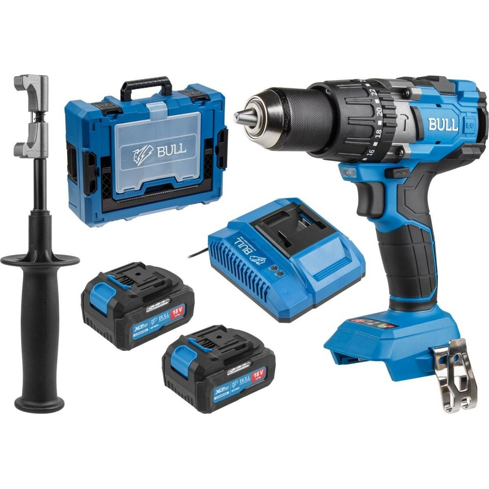 Изображение товара Аккумуляторная дрель-шуруповерт BULL SR 1805 Xcase XLTpro 18 В 2x4 А*ч бесщеточная профессиональная