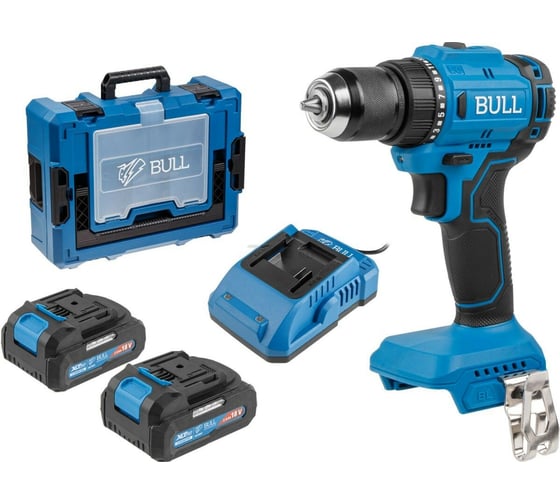 Изображение товара Аккумуляторная дрель-шуруповерт BULL SR 1803 Xcase XLTpro бесщеточная, 2x2 А*ч, 18 В, 45 Н*м, БЗП 10 мм 1329880