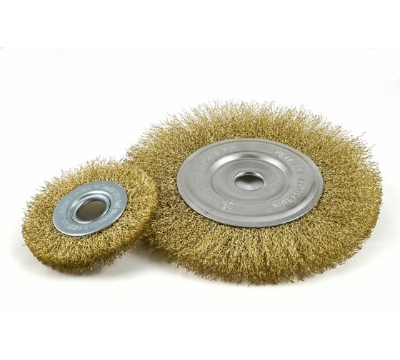 Изображение товара Щётка-крацовка плоская латунированная мягкая 125 мм для УШМ Orientcraft CIR012552918