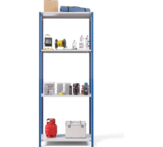 Изображение товара Стеллаж металлический ГТС ТС Лайт, 2000x1000x500 мм, полки 4 шт синие стойки 99-200100504С