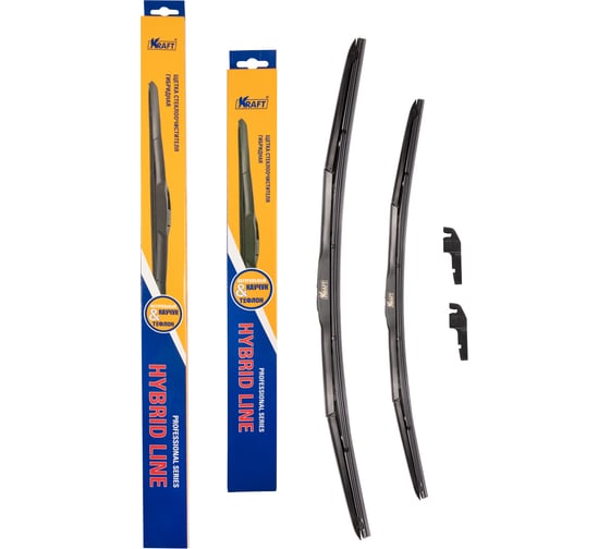 Изображение товара Комплект гибридных щеток стеклоочистителя 600/475 мм, 1 адаптер KRAFT 830915