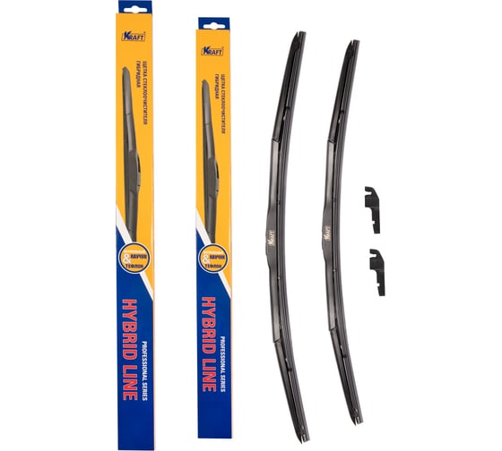 Изображение товара Комплект гибридных щеток стеклоочистителя 650/500 мм, 1 адаптер KRAFT 830913