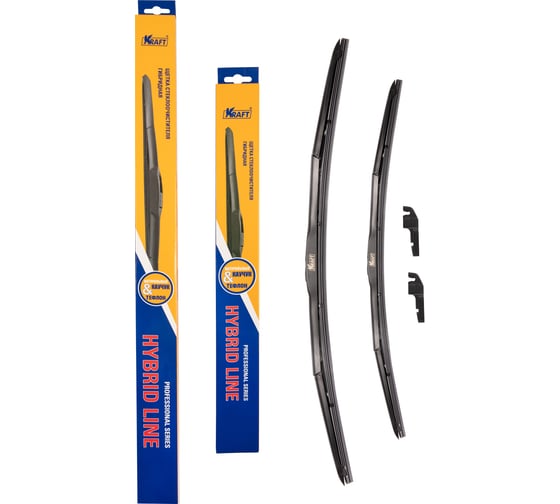 Изображение товара Комплект гибридных щеток стеклоочистителя 600/340 мм, 1 адаптер KRAFT 830910