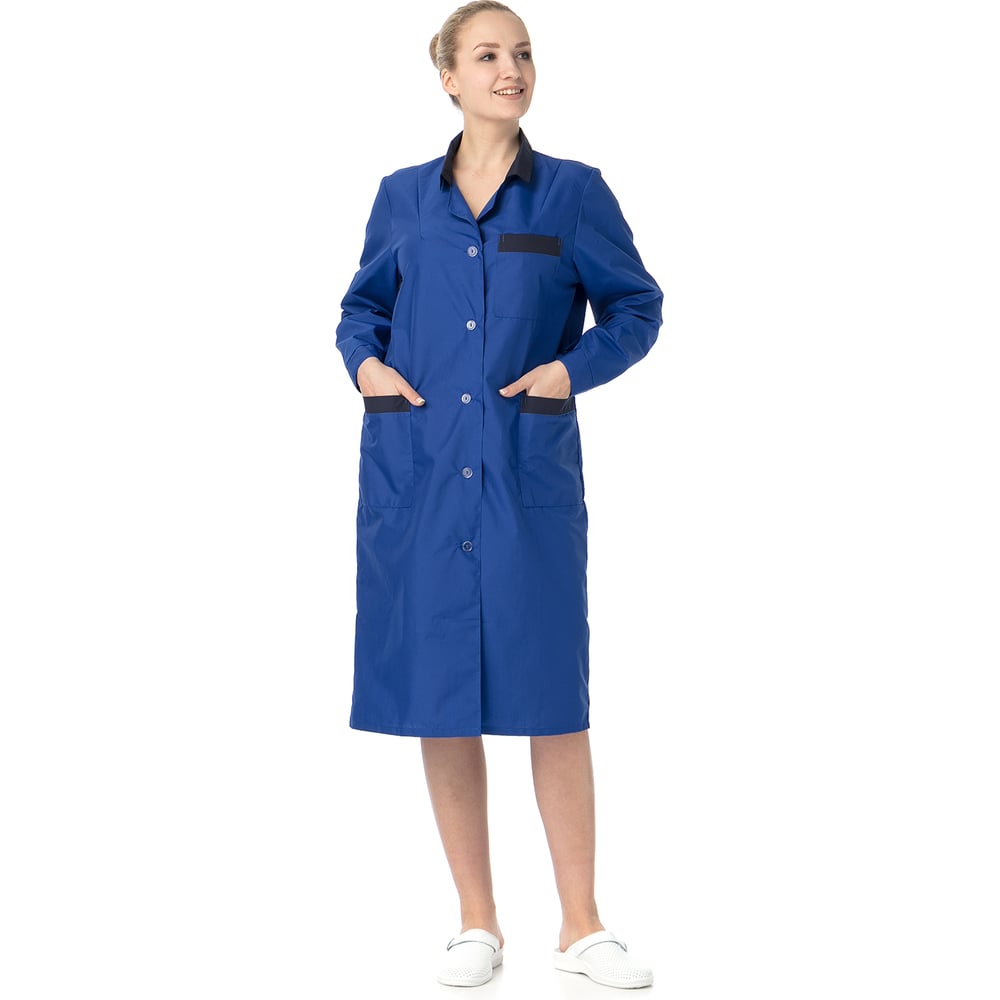 Изображение товара Халат женский модельный ИВАРУС (ИТР, васильковый с темно-синей отделкой) (размер 44-46, рост 170-176) 272 (44/170)