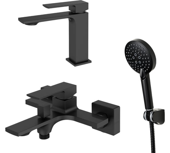 Изображение товара Смеситель для ванны с душевым набором ORANGE черная M04-311b