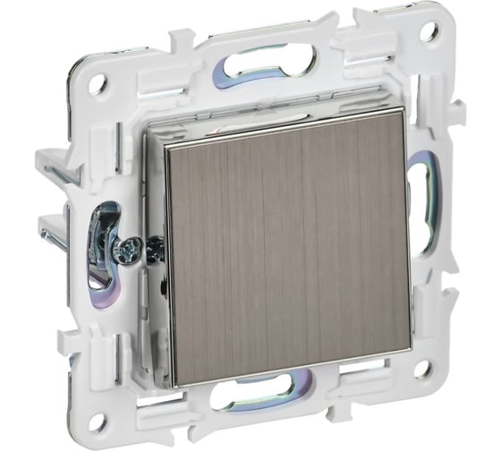 Изображение товара Выключатель 1-клавишный кнопочный IEK SKANDY 10А SK-V14N никель SK-V17-0-10-K50