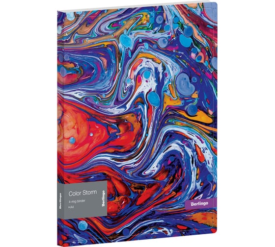 Изображение товара Папка на 4 кольцах BERLINGO Color Storm 24 мм, 600 мкм, D-кольца, с внутренним карманом RB4_4D031