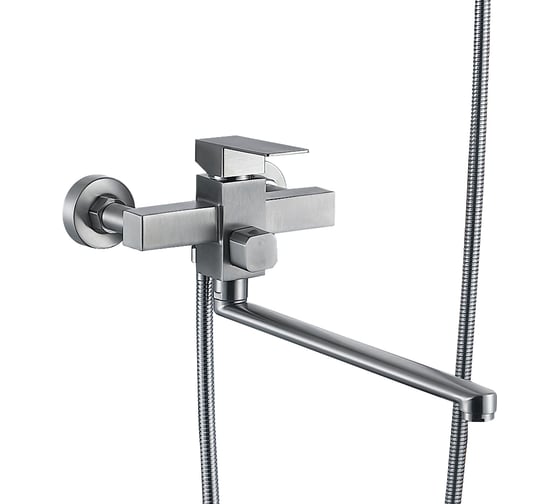 Изображение товара Смеситель для ванны OLIVE'S VALDO с длинным изливом квадр. нержавеющая сталь  VL13221