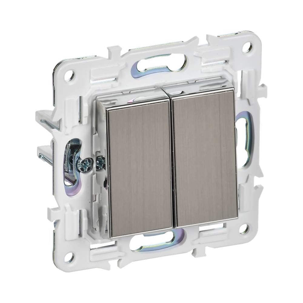 Изображение товара Выключатель 2-клавишный перекрестный IEK SKANDY 10А никель