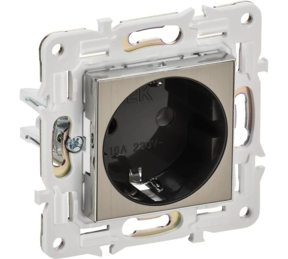 Изображение товара Розетка IEK SKANDY с з/к без з/ш 16А SK-R05N никель SK-R11-16-K50