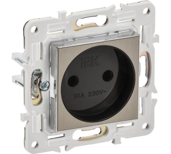 Изображение товара Розетка IEK SKANDY без з/к с з/ш 10А SK-R01N никель SK-R13-10-K50