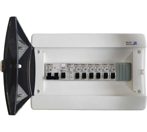 Изображение товара Распределительный щит КЭАЗ с автоматами навесной НКУ ЩР32А-4,5кА CNK-12 (1x2С32,УЗО2240, 1С32,4x1С16, 1С10) 00-00007711