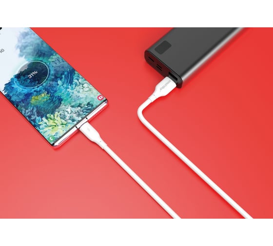 Изображение товара Кабель для зарядки и передачи данных SMARTBUY S25 MicroUSB белый, 3А, soarer, TPE, 1 м iK-12-S25w