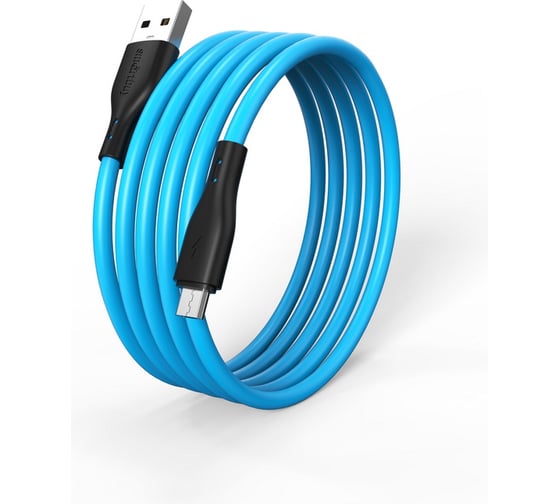 Изображение товара Кабель для зарядки и передачи данных SMARTBUY S21 MicroUSB синий, 2.4 А, силикон, 1 м iK-12-S21bb