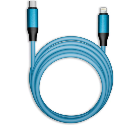 Изображение товара Кабель для зарядки и передачи данных SMARTBUY супертолстый BOLD TYPE C - LIGHTNING синий, 3А, TPE, 1 м IK-12-PDBOLD-BLUE