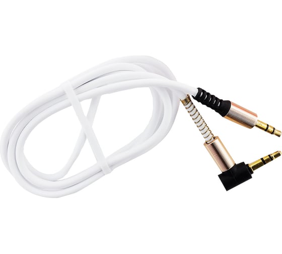 Изображение товара AUX кабель SMARTBUY 3.5-3.5 мм M-M, 1 м, белый, с Г-образным наконечником 100 A-35-35-fold white