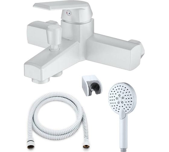 Изображение товара Смеситель для ванны с душевым гарнитуром OneLife by set белый P02-300w