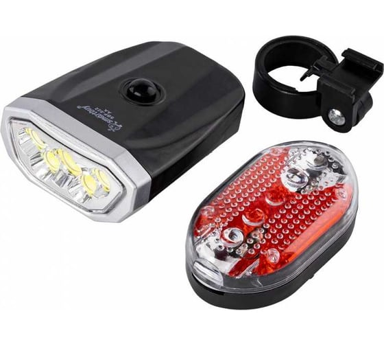 Изображение товара Фонарь велосипедный Smartbuy набор, передний белый и задний красный, 3хАAА+2хАА, выключатель, ABS SBF-822