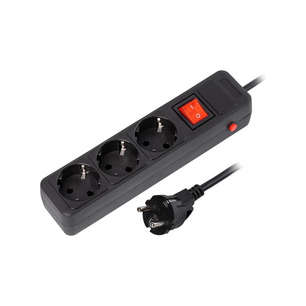 Изображение товара Сетевой фильтр Smartbuy 16А 3500Вт 3 розетки без заземляющего штыря SBSP-3-50-K