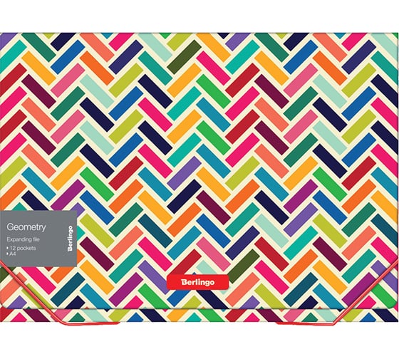 Изображение товара Папка BERLINGO Geometry на резинке 12 отделений A4, 330х240х25 мм, 700 мкм, c рисунком XF4_12102
