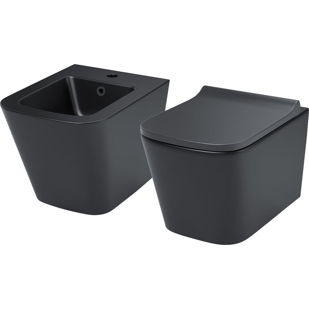 Изображение товара Комплект IDDIS 2в1 унитаз и биде подвесной черный матовый Bild BILR2BMi73