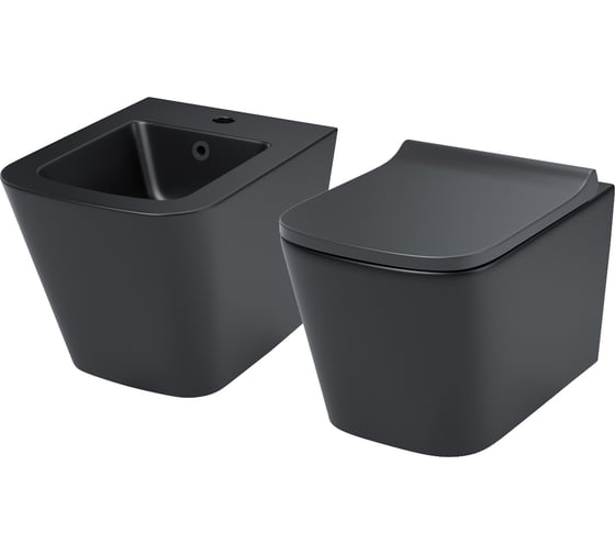 Изображение товара Комплект IDDIS 2в1: подвесной унитаз и биде, черный матовый, Bild BILR2BMi73