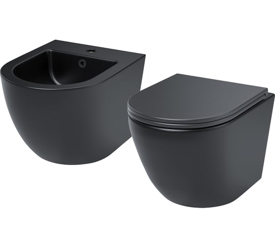 Изображение товара Комплект IDDIS 2в1: подвесной унитаз и биде, черный матовый, Blanco BLAR3BMi73