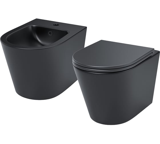 Изображение товара Комплект IDDIS 2в1: подвесной унитаз и биде, черный матовый, Calipso CALR3BMi73