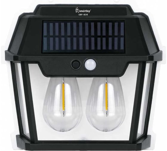 Изображение товара Фонарь уличный декоративный Smartbuy солнечные панели, 2 филамент LED лампы ретро, датчик SBF-830