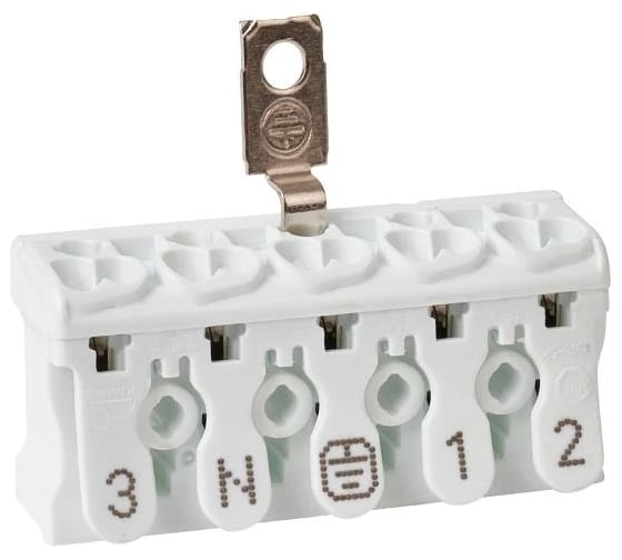 Изображение товара Клемма пружинная соединительная HLT КСПз5-3L+N+PE, 16A, с заземлением под винт (50шт./уп.) 081-32-031