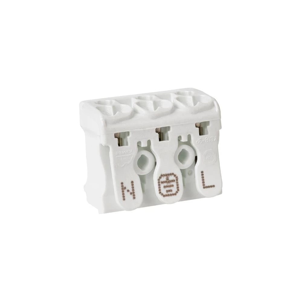 Изображение товара Клемма пружинная соединительная HLT КСП3-L+N+PE, 16A (100шт./уп.) 081-32-022