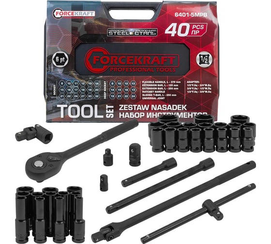 Изображение товара Набор инструментов Forcekraft 40 предметов 1/2 FK-6401-5MPB(62301)