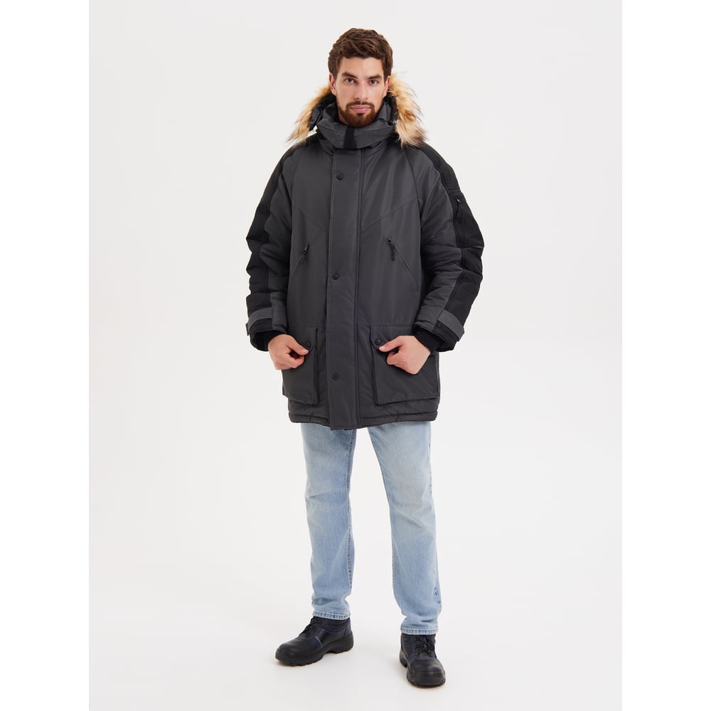 Изображение товара Куртка РАССО Премьер мужская с утеплителем водоотталкивающая серый/черный 44-46