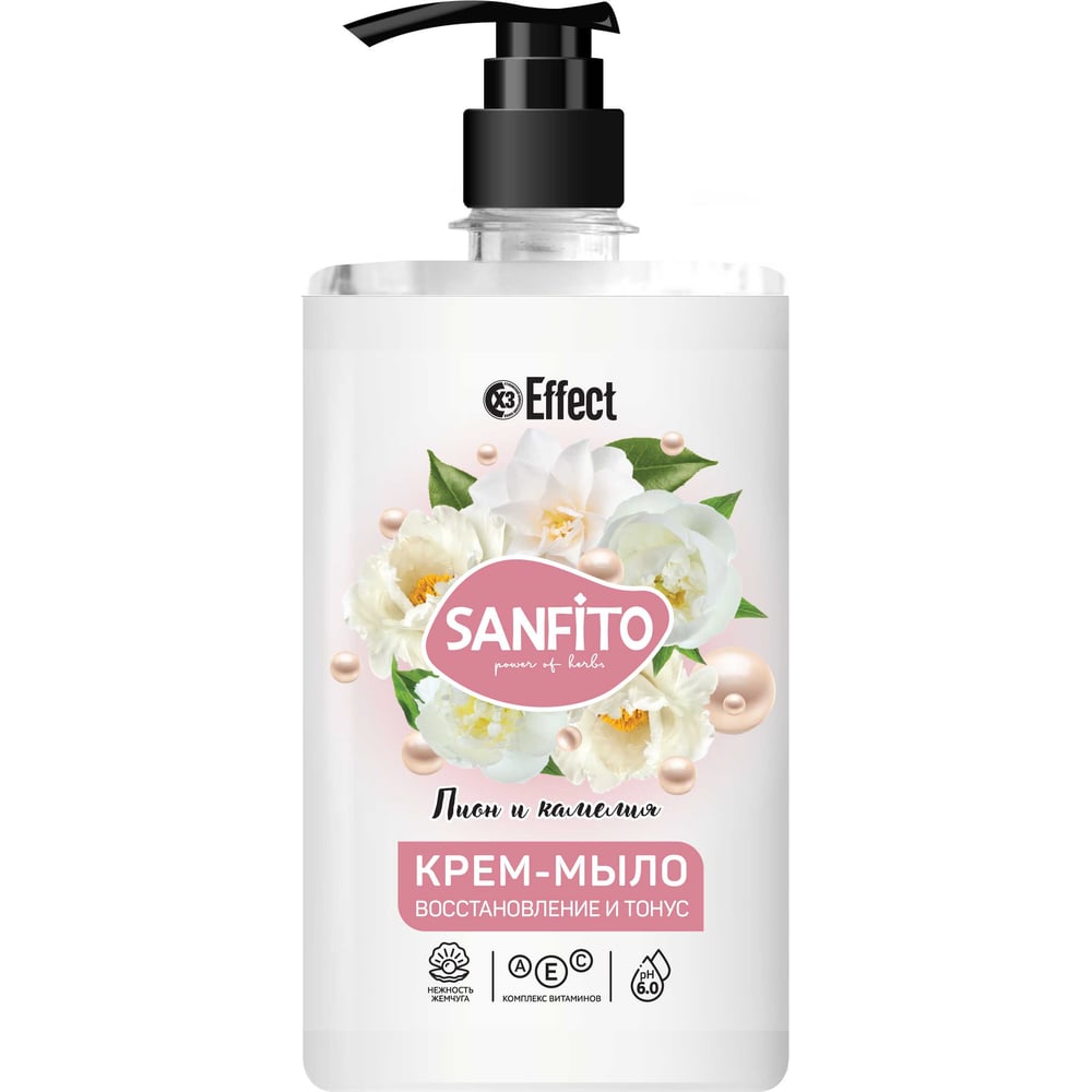Изображение товара Жидкое крем-мыло Effect Sanfito пион и камелия 1л для мягкого ухода за руками
