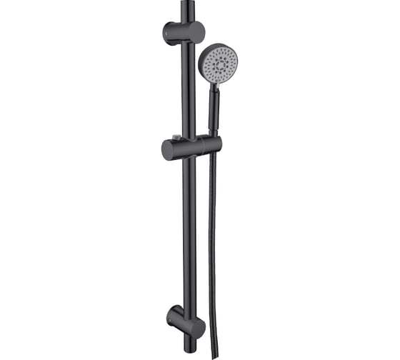 Изображение товара Душевой гарнитур OLIVE'S (лейка, штанга, шланг), черный BD04B